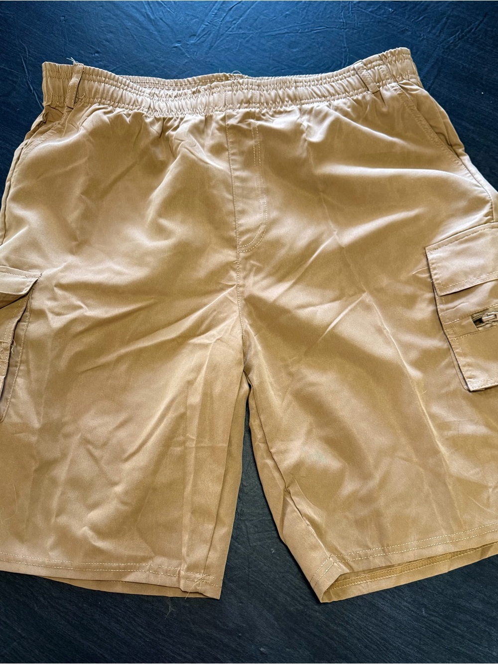 Men's Cargo Shorts in Tan - Elastic Waist